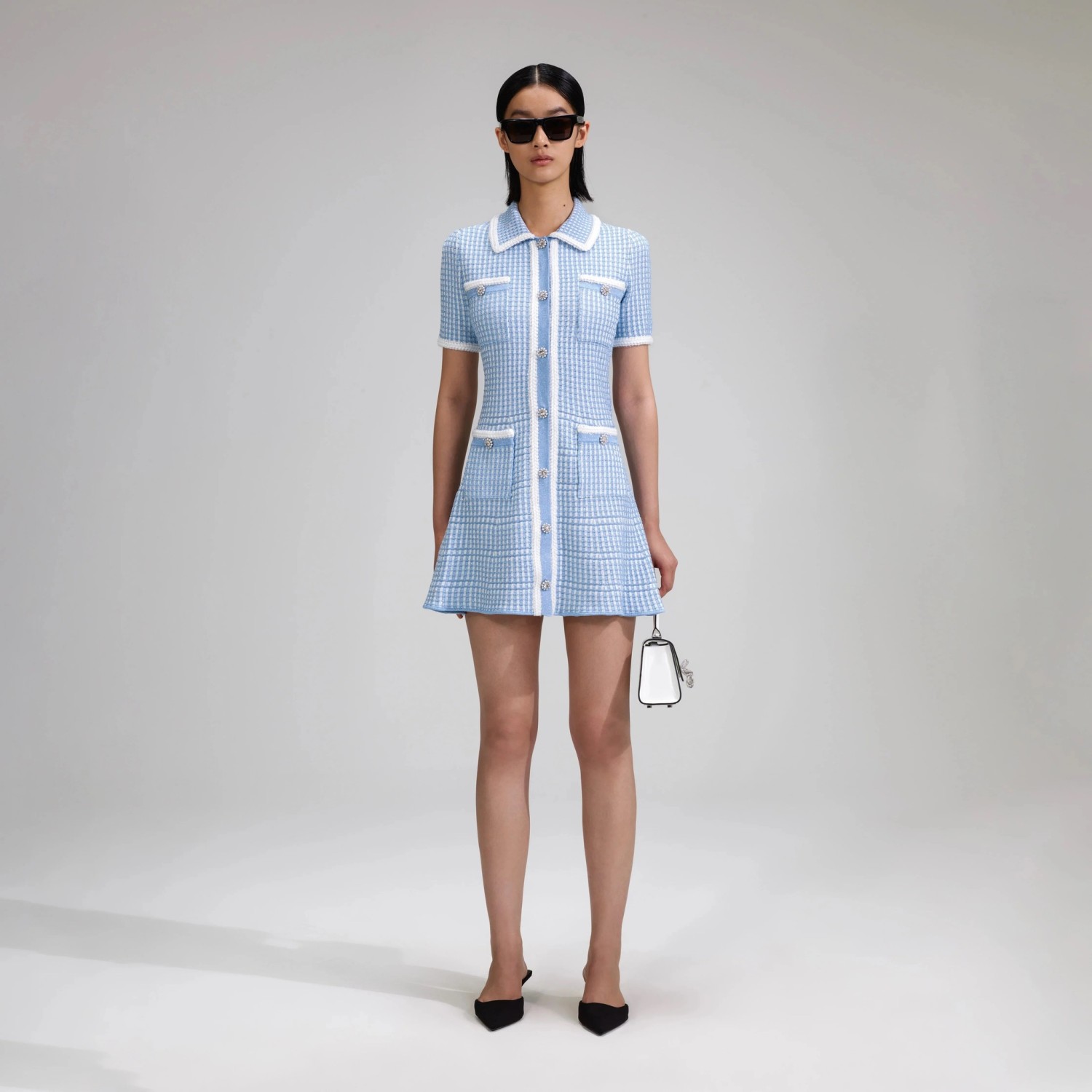 blue lurex knitted mini dress SELF-PORTRAIT #strap dresses