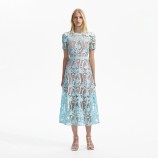 LIGHT BLUE LACE MIDI РОКЛЯ Self-portrait RS24-181M-BL-BLUE