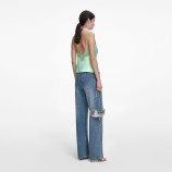 RHINESTONE DENIM STRAIGHT LEG ДЪНКИ Self-portrait RS26-813PA-BL-BLUE