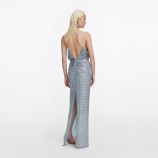 BLUE RHINESTONE MESH MAXI РОКЛЯ Self-portrait SS26-161XA-BL-BLUE
