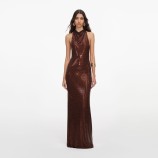 BROWN RHINESTONE RACER BACK MAXI РОКЛЯ Self-portrait PF26-041XB-BR-BROWN