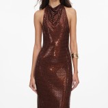 BROWN RHINESTONE RACER BACK MAXI РОКЛЯ Self-portrait PF26-041XB-BR-BROWN