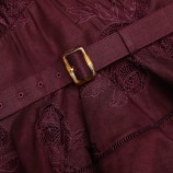 PLUM LINEN BLEND PEPLUM MIDI РОКЛЯ Self-portrait PF26-103M-BU-BURGUNDY
