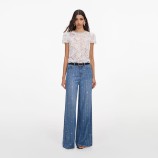 LIGHT BLUE RHINESTONE STRIPE DENIM ДЪНКИ Self-portrait PF26-826PB-BL-BLUE