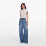 LIGHT BLUE RHINESTONE STRIPE DENIM ДЪНКИ Self-portrait PF26-826PB-BL-BLUE