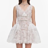 WHITE TULLE LACE MINI РОКЛЯ Self-portrait PF26-101S-W-WHITE