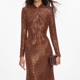 BRONZE RHINESTONE MIDI РОКЛЯ Self-portrait PF26-116M-BR-BROWN