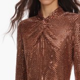 BRONZE RHINESTONE MIDI РОКЛЯ Self-portrait PF26-116M-BR-BROWN