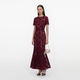 BURGUNDY LACE MIDI DRESS Self-portrait PF26-107M-BU-BURGUNDY