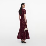 BURGUNDY LACE MIDI DRESS Self-portrait PF26-107M-BU-BURGUNDY