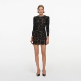 BLACK LACE LONG SLEEVE MINI DRESS Self-portrait AW26-045S-B-BLACK