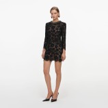 BLACK LACE LONG SLEEVE MINI DRESS Self-portrait AW26-045S-B-BLACK