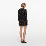 BLACK LACE LONG SLEEVE MINI DRESS Self-portrait AW26-045S-B-BLACK