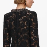 BLACK LACE LONG SLEEVE MINI DRESS Self-portrait AW26-045S-B-BLACK