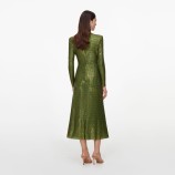 OLIVE RHINESTONE MESH WRAP MIDI РОКЛЯ Self-portrait AW26-154M-G-GREEN