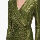 OLIVE RHINESTONE MESH WRAP MIDI РОКЛЯ Self-portrait AW26-154M-G-GREEN