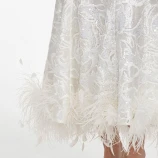 WHITE SEQUIN LACE FEATHER MIDI РОКЛЯ Self-portrait AW26-094MA-W-WHITE