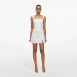 WHITE SEQUIN LACE MINI DRESS Self-portrait AW26-005S-W-WHITE