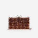 BROWN CHAINMAIL CLUTCH ЧАНТА Self-portrait PF26-326A-BR-BROWN