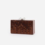BROWN CHAINMAIL CLUTCH ЧАНТА Self-portrait PF26-326A-BR-BROWN