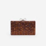 BROWN CHAINMAIL CLUTCH ЧАНТА Self-portrait PF26-326A-BR-BROWN