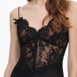 BLACK SATIN LACE MIDI DRESS Self-portrait AW26-023MA-B-BLACK