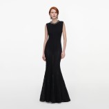 BLACK BEADED POINTELLE KNIT MAXI DRESS Self-portrait SC26-094X-B-BLACK